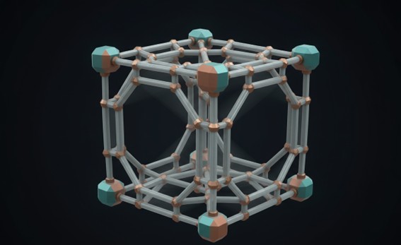 MOF crystal structure with 3D porous lattice and uniform pore channels.