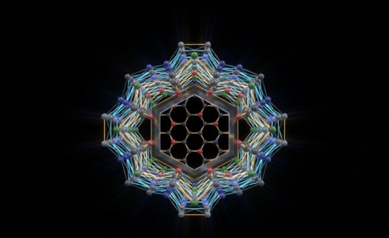 2D covalent organic framework with ordered honeycomb lattice structure.
