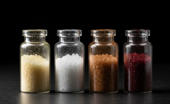 Crystalline COF powder samples with varied compositions.