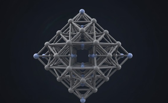 3D covalent organic framework with interconnected porous channels.