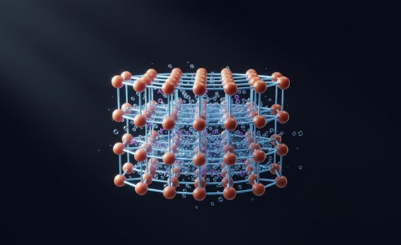 Layered double hydroxide crystal with metal hydroxide layers and interlayer anions.