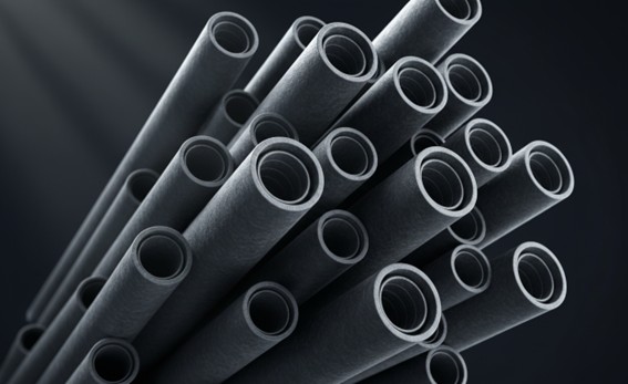 Multi-walled carbon nanotubes with concentric nested cylindrical structure.