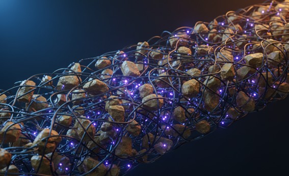 Carbon nanotube conductive network within battery electrode matrix.