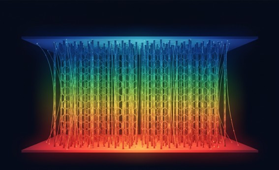 Vertically aligned carbon nanotubes for thermal conduction.