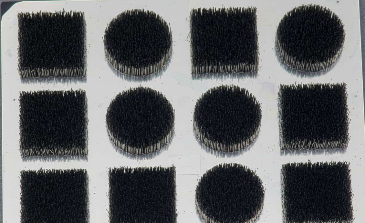Patterned carbon nanotube arrays on silicon substrate.