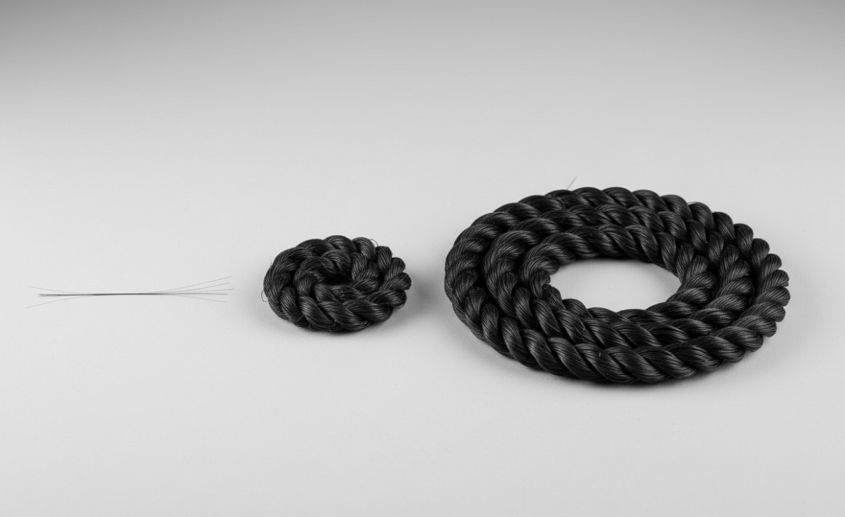 Macroscopic carbon nanotube fibers, yarns and braided structures.