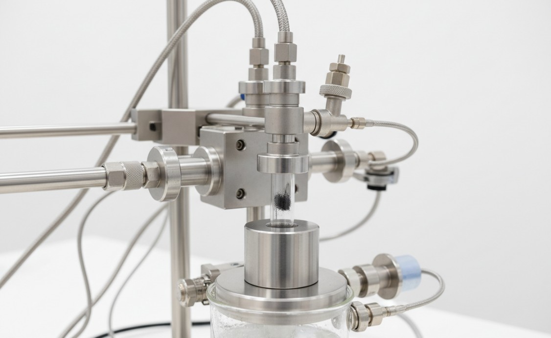 BET gas adsorption characterization instrument setup.