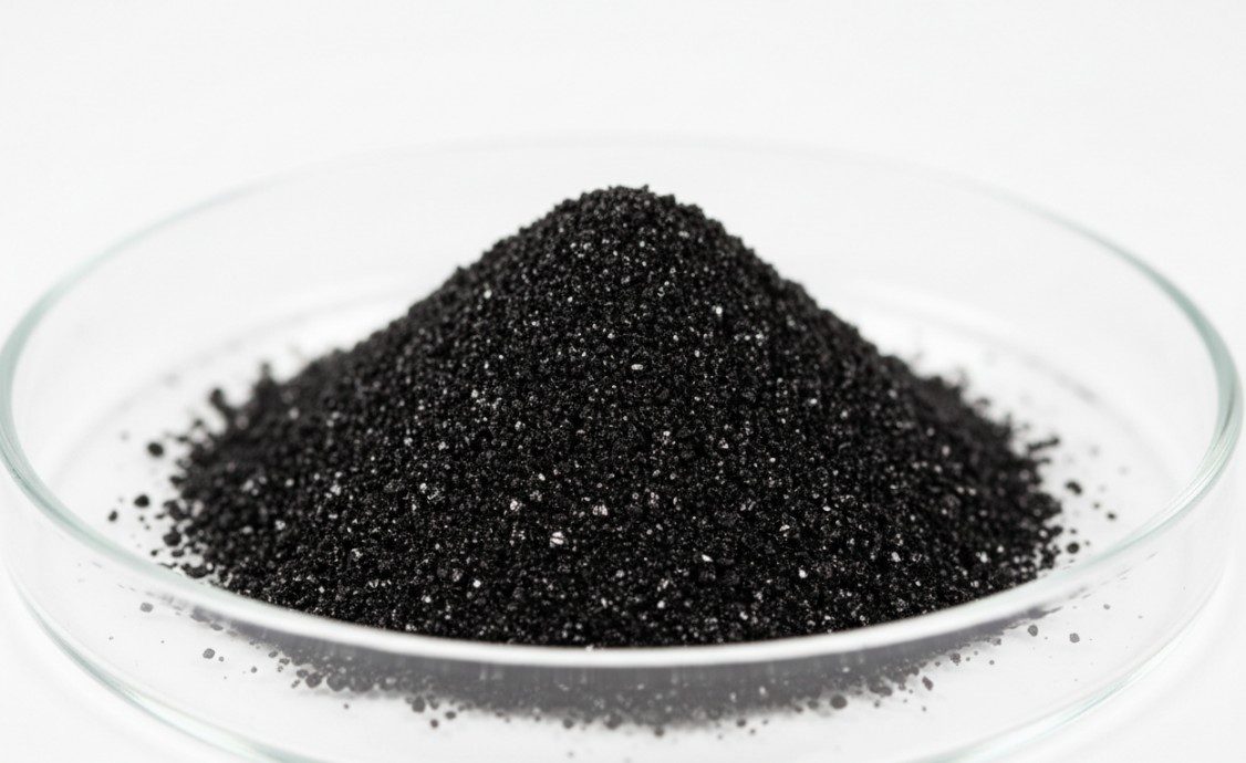 High-purity C60 fullerene crystalline powder with metallic luster.