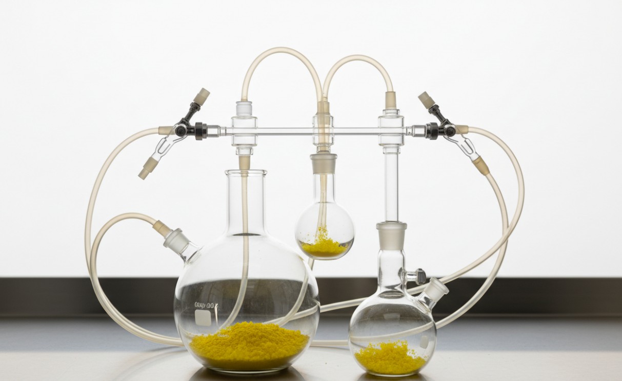 Schlenk line apparatus for air-sensitive organic compound handling.