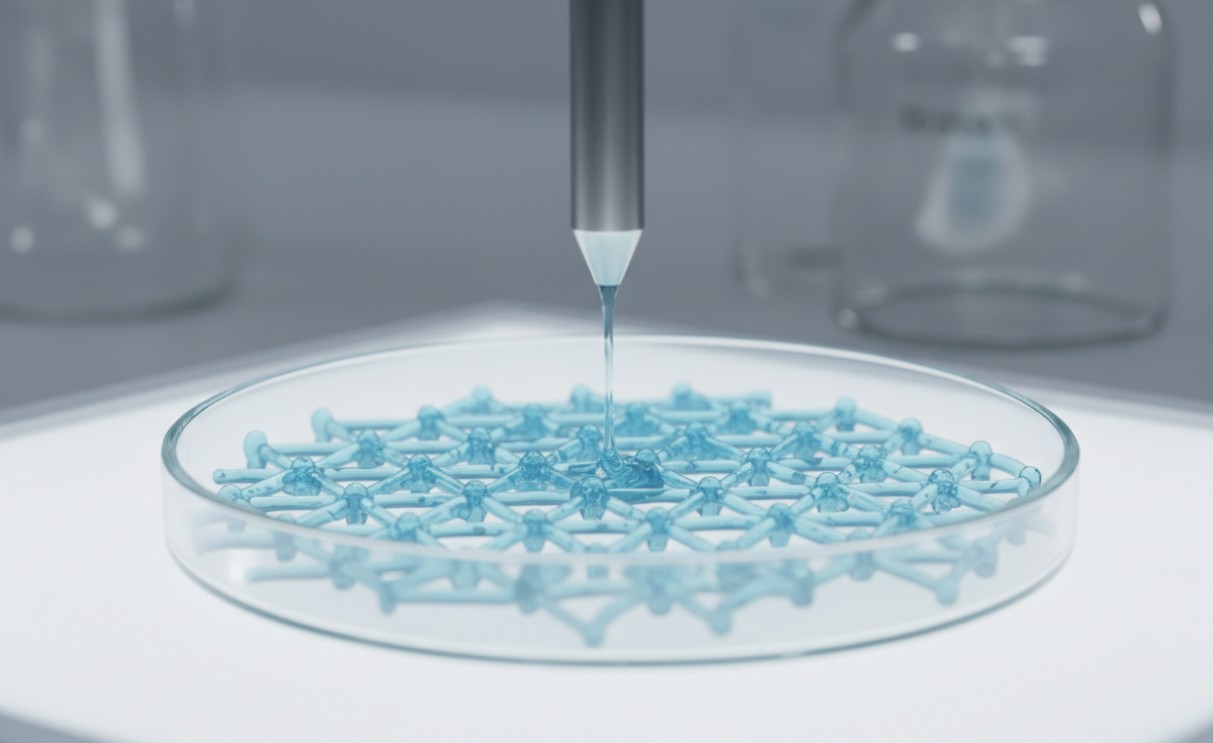 Bioprinter depositing patterned hydrogel bioink