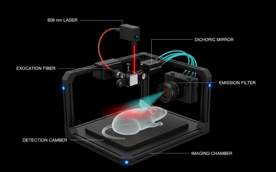 Schematic of NIR-II small-animal in vivo fluorescence imaging system.
