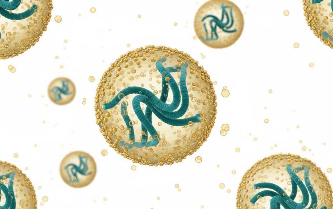 mRNA strands securely packaged within spherical lipid nanoparticles for protected transport