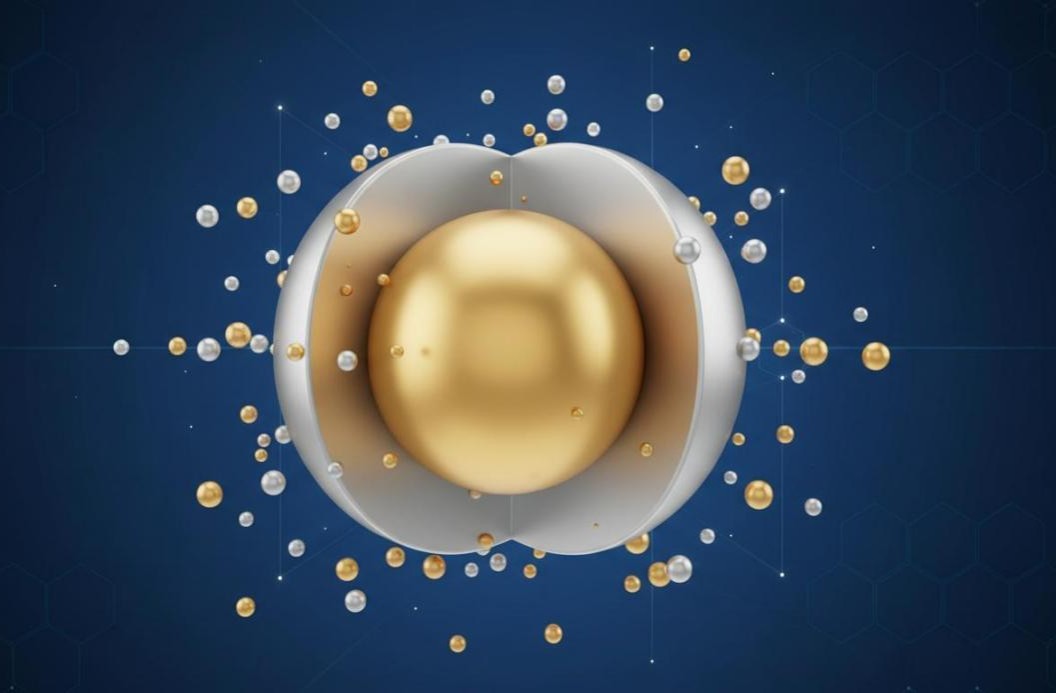 Bimetallic core-shell nanoparticle featuring a gold core encased in a platinum shell