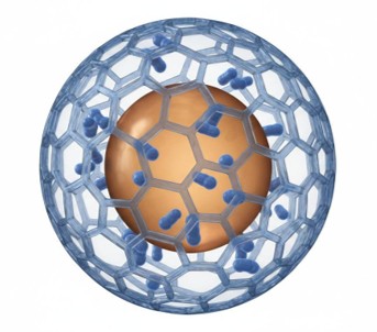Mesoporous silica core-shell nanoparticle with an ordered porous shell and drug molecules loaded into the pore channels