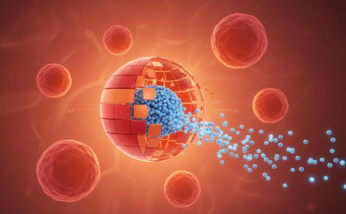 pH-sensitive nanoparticle disassembling in the acidic tumor microenvironment to initiate controlled payload release