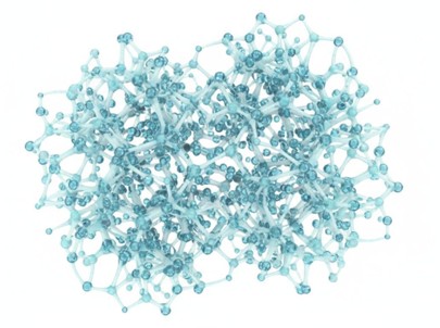 Three-dimensional crosslinked polymer network of a hydrogel featuring a water-filled porous architecture