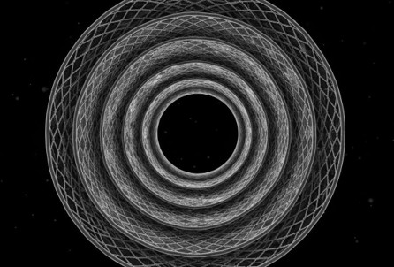Cross-section of a multi-walled carbon nanotube revealing concentric graphene cylinders surrounding a hollow core