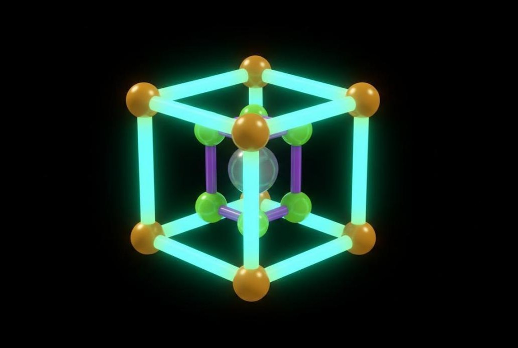 CsPbX3 perovskite quantum dot crystal structure exhibiting halide-dependent luminescent emission