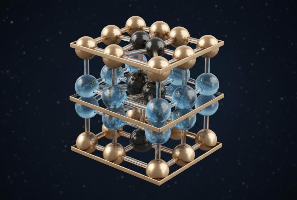 Ti3AlC2 MAX phase crystal structure showing hexagonal layered arrangement of titanium, aluminum, and carbon atoms