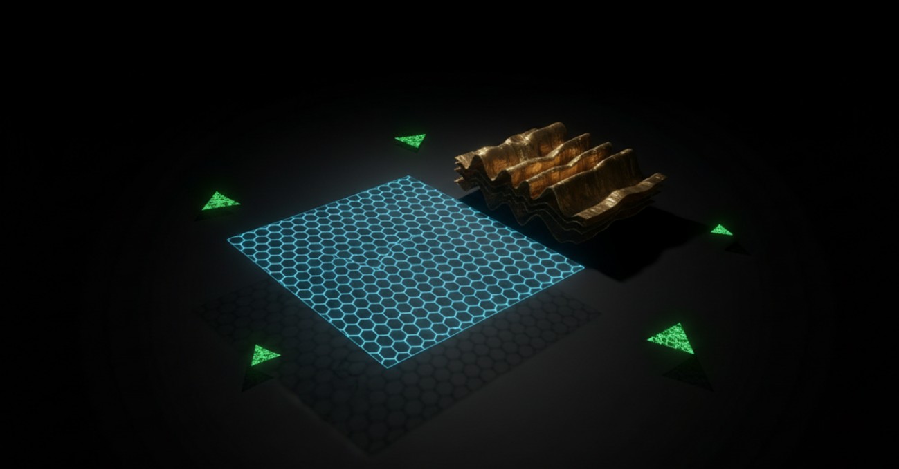 Graphene hexagonal lattice monolayer alongside layered MXene stacks and triangular MoS2 nanoflakes