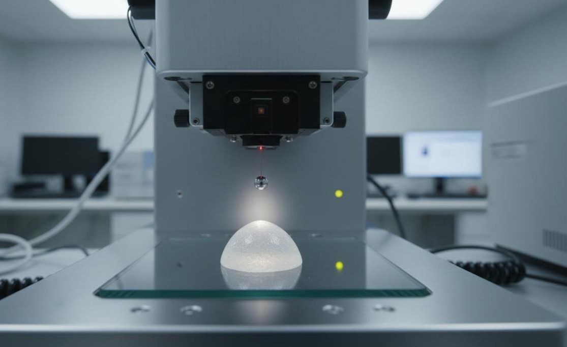 AFM-based nanoindentation system with colloidal probe cantilever approaching soft nanomaterial sample on glass substrate for high-resolution mechanical mapping
