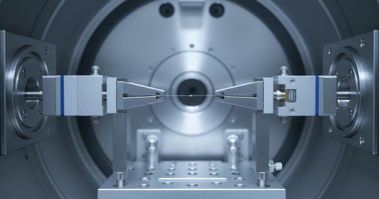 Micro-tensile testing stage with precision micro-grippers inside SEM chamber for direct observation of nanofiber deformation under mechanical loading